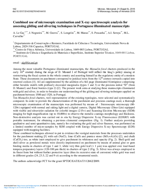 (PDF) Combined use of microscopic examination and X-ray spectroscopic ...