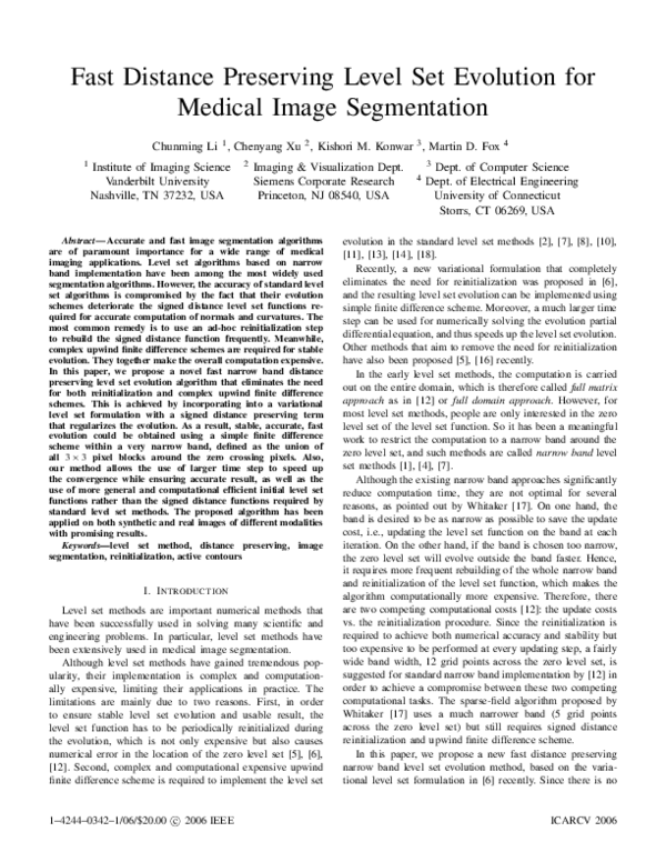 (PDF) Fast Distance Preserving Level Set Evolution for Medical Image