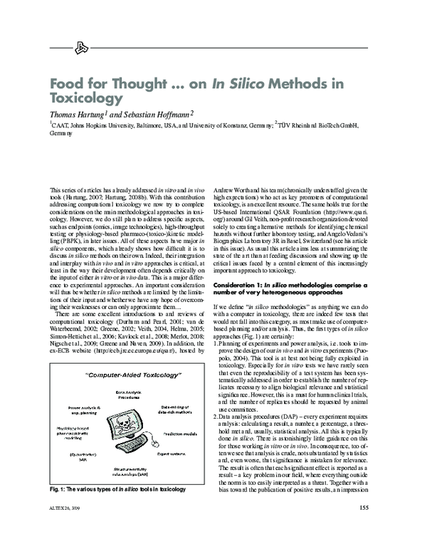 (PDF) Food for thought … on in silico methods in toxicology