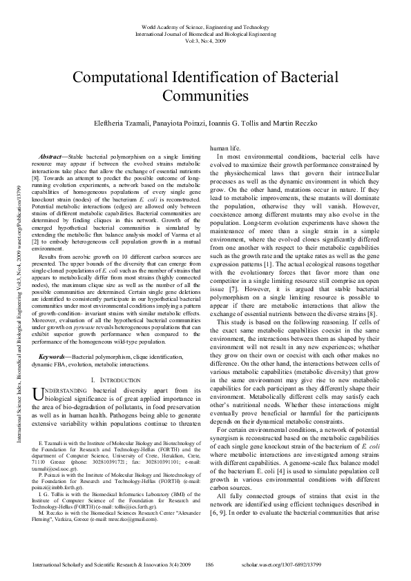 (PDF) Computational Identification of Bacterial Communities
