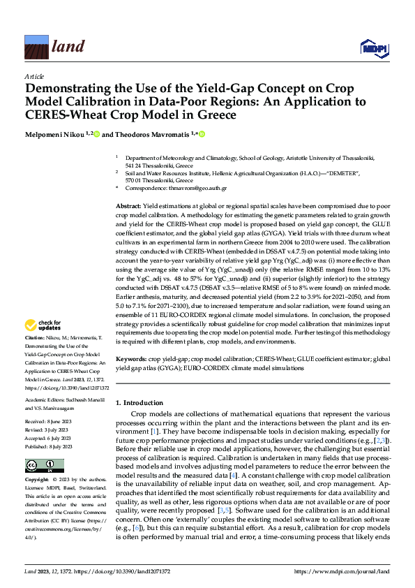 (PDF) Demonstrating the Use of the Yield-Gap Concept on Crop Model ...