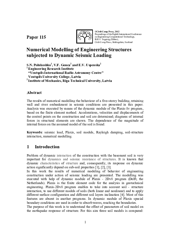 (PDF) Numerical Modelling of Engineering Structures subjected to ...