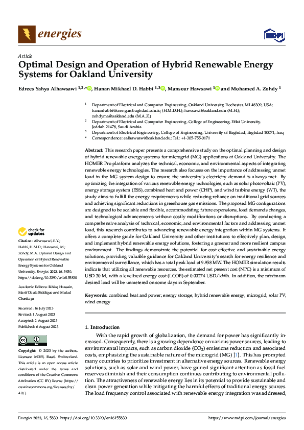 (PDF) Optimal Design and Operation of Hybrid Renewable Energy Systems ...