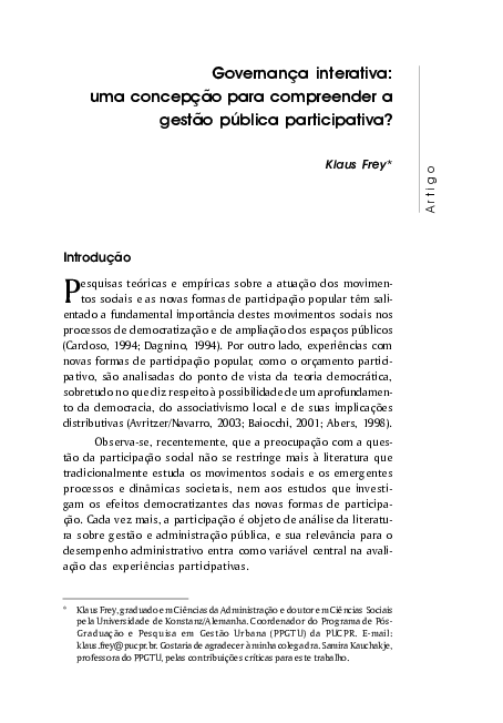 (PDF) Governança interativa: uma concepção para compreender a gestão ...
