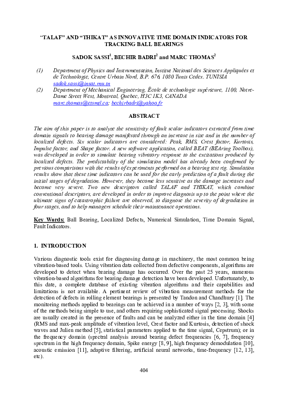 (PDF) “TALAF” and “THIKAT” as Innovative Time-Domain Indicators for ...