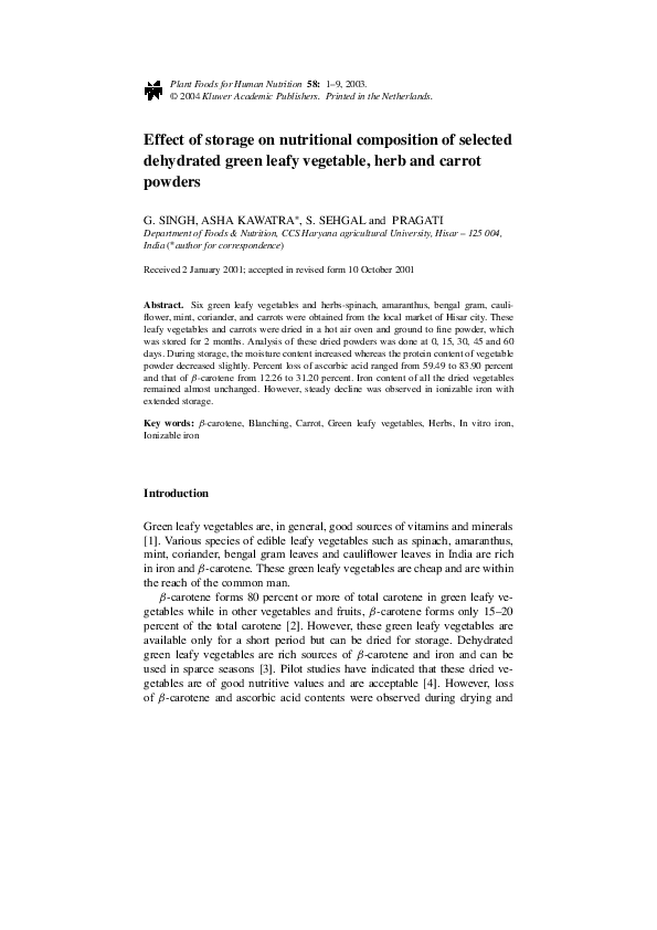 (PDF) Effect of storage on nutritional composition of selected ...
