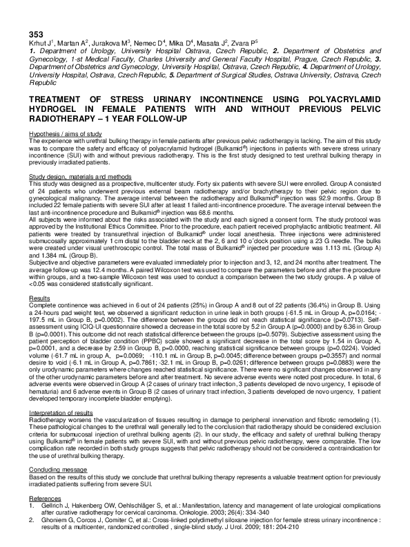 (PDF) Treatment of stress urinary incontinence using polyacrylamide ...