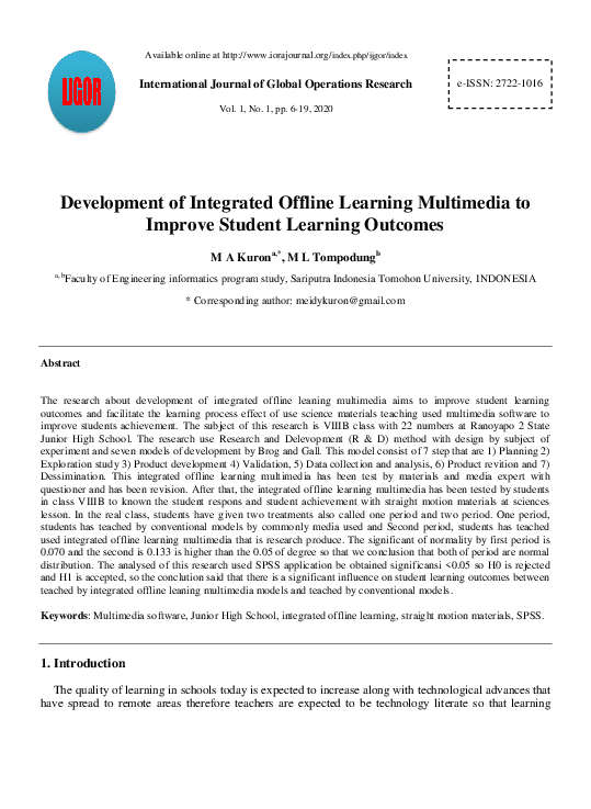 (PDF) Development of Integrated Offline Learning Multimedia to Improve ...