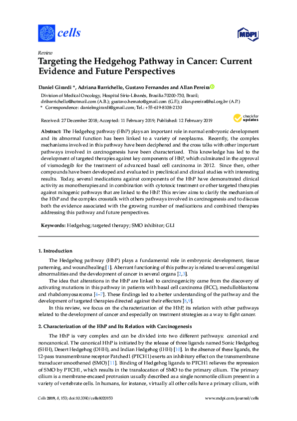 (PDF) Targeting the Hedgehog Pathway in Cancer: Current Evidence and ...