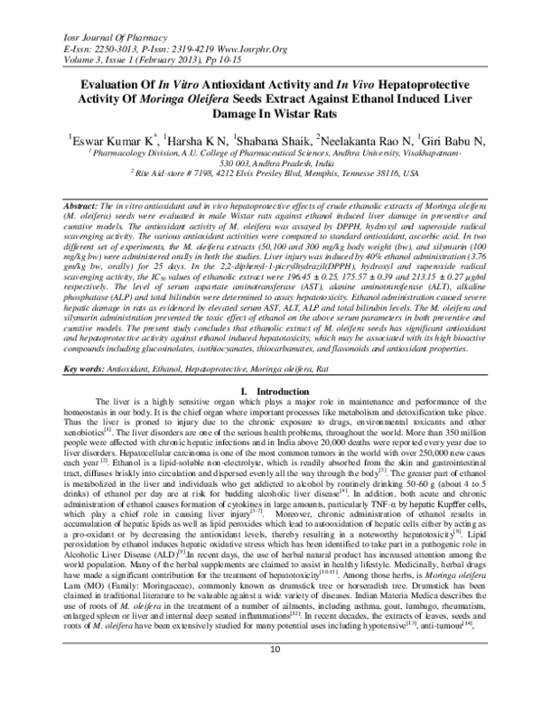 (PDF) Evaluation Of In Vitro Antioxidant Activity and In Vivo ...