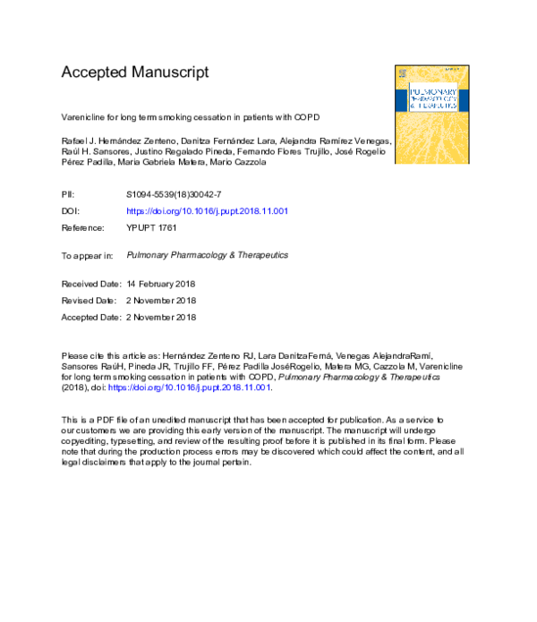 (PDF) Varenicline for long term smoking cessation in patients with COPD