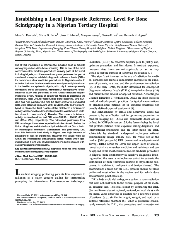 (PDF) Establishing Local Diagnostic Reference Level for Bone ...