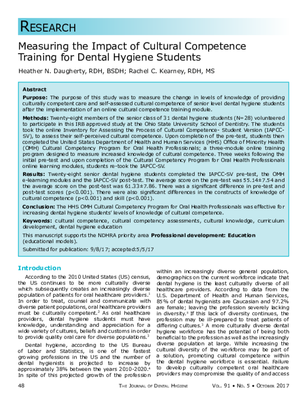(PDF) Measuring the Impact of Cultural Competence Training for Dental ...