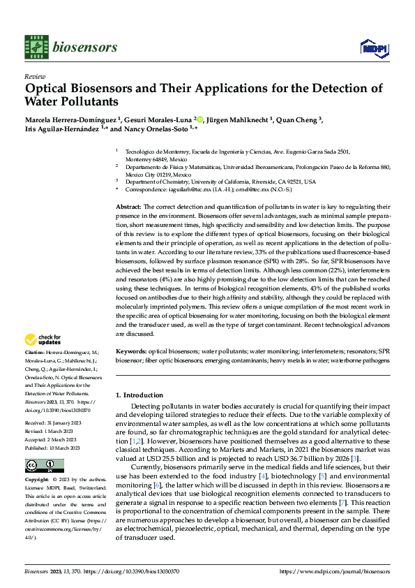 (PDF) Optical Biosensors and Their Applications for the Detection of ...