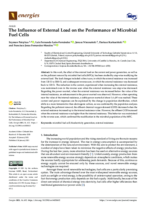 (PDF) The Influence of External Load on the Performance of Microbial ...