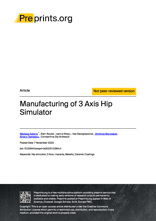(PDF) Manufacturing of 3 Axis Hip Simulator