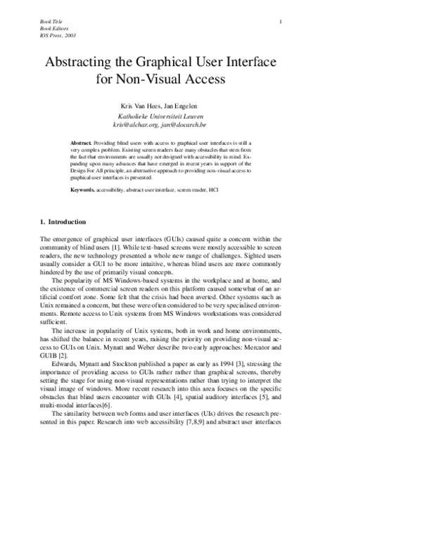 (PDF) Abstracting the graphical user interface for non-visual access