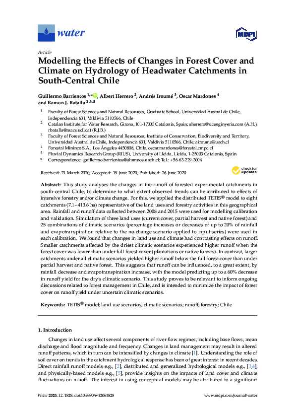 (PDF) Modelling the Effects of Changes in Forest Cover and Climate on ...