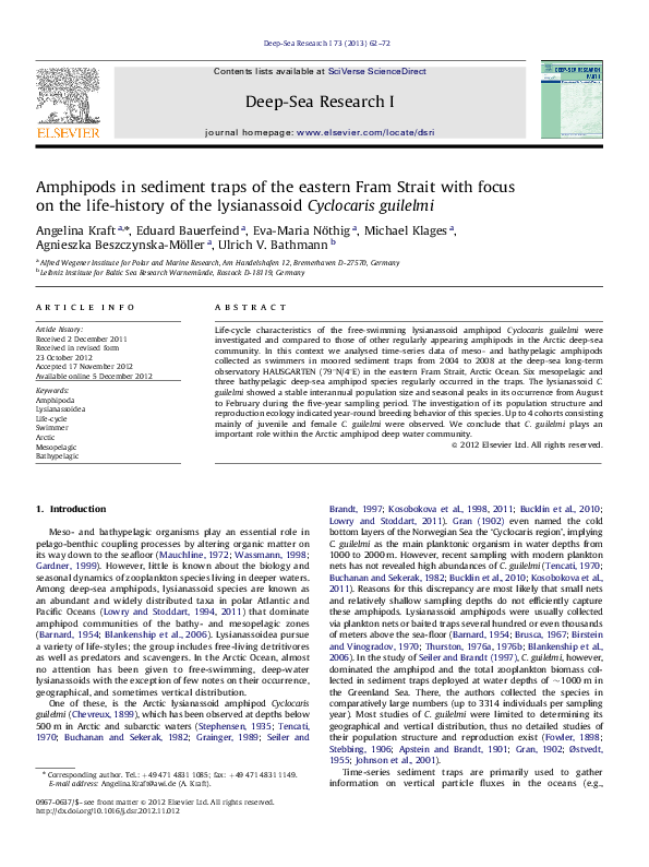(PDF) Amphipods in sediment traps of the eastern Fram Strait with focus ...