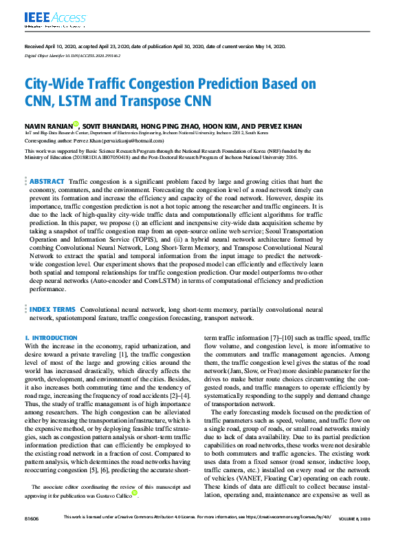 (PDF) City-Wide Traffic Congestion Prediction Based on CNN, LSTM and ...