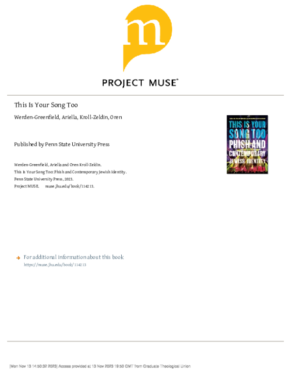 (PDF) Phish Jews: Improvision as Religious Orientation