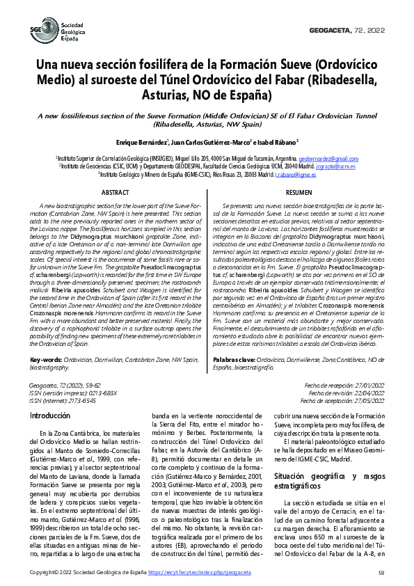 (PDF) Una nueva sección fosilífera de la Formación Sueve (Ordovícico ...