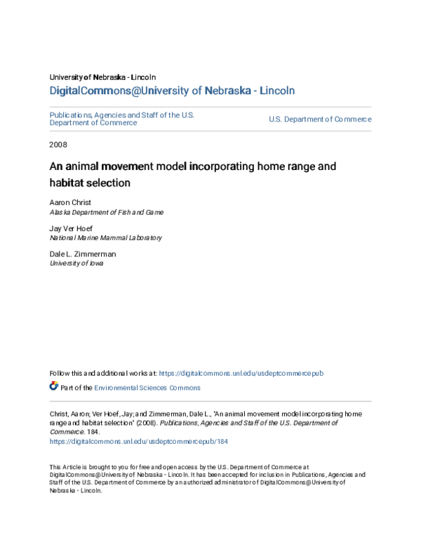 (PDF) An animal movement model incorporating home range and habitat ...