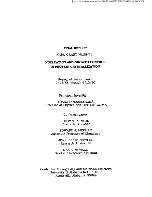 (PDF) Nucleation and growth control in protein crystallization