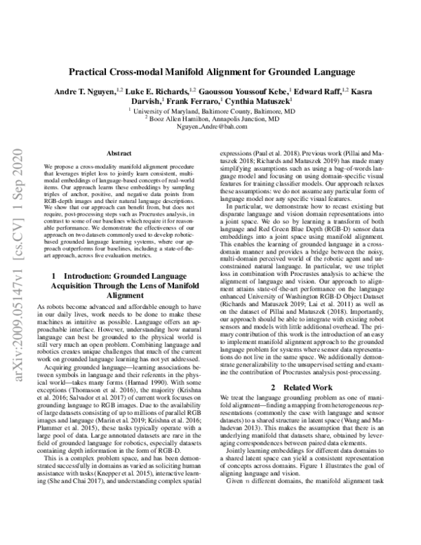 (PDF) Practical Cross-modal Manifold Alignment for Grounded Language