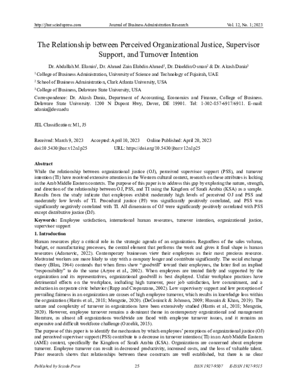 (PDF) The Relationship between Perceived Organizational Justice ...