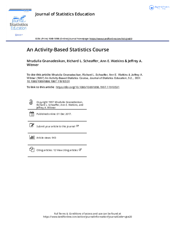 (PDF) An Activity-Based Statistics Course