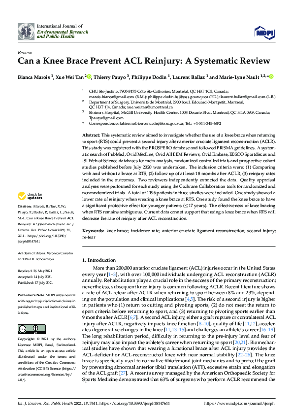 (PDF) Can a Knee Brace Prevent ACL Reinjury: A Systematic Review