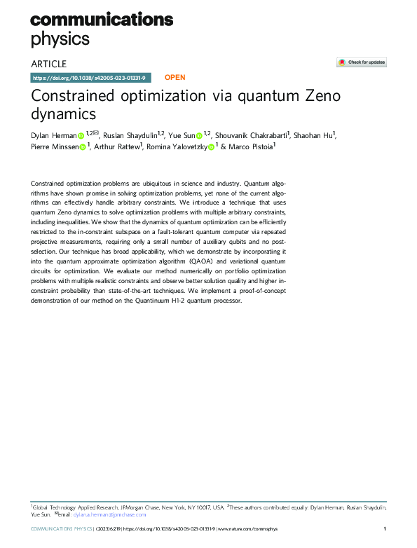 (PDF) Constrained optimization via quantum Zeno dynamics