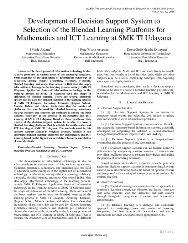 (PDF) Development of Decision Support System to Selection of the ...
