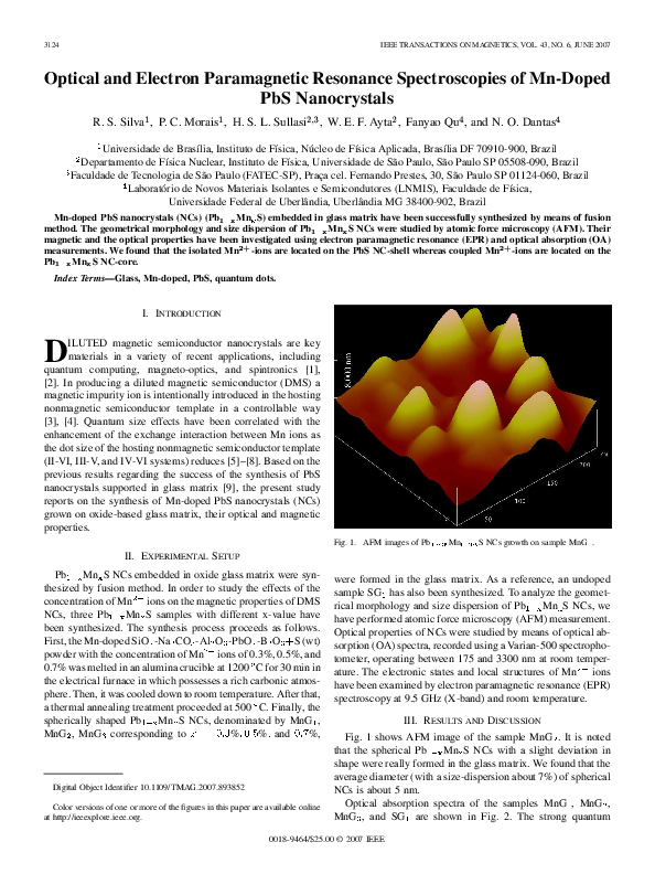 (PDF) Optical and Electron Paramagnetic Resonance Spectroscopies of Mn ...