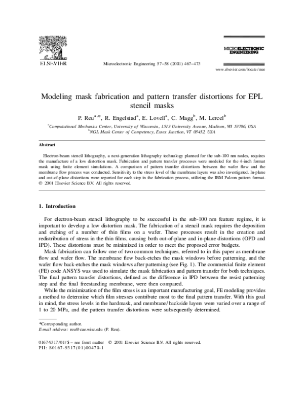 (PDF) Modeling mask fabrication and pattern transfer distortions for