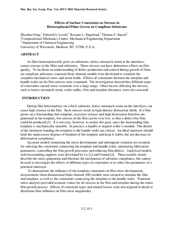 Effects of Surface Constraints on Stresses in Heteroepitaxial Films Grown on Compliant Substrates