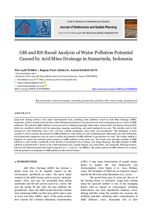 (PDF) GIS and RS-Based Analysis of Water Pollution Potential Caused by ...