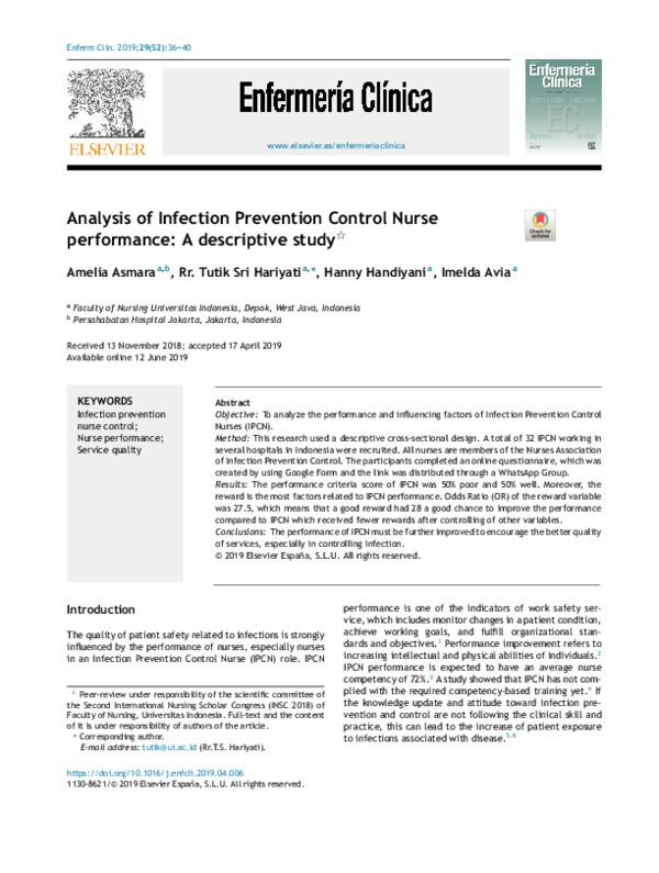 (PDF) Analysis of Infection Prevention Control Nurse performance: A ...