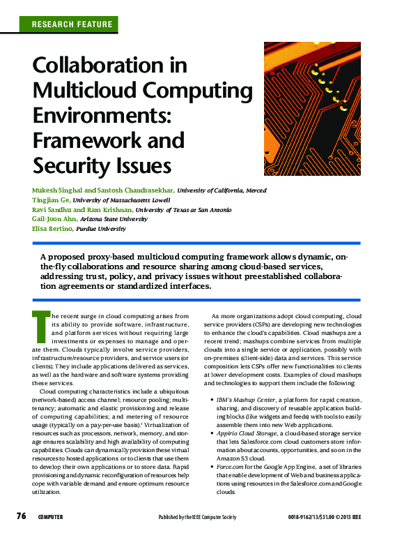 (PDF) Collaboration in multicloud computing environments: Framework and ...
