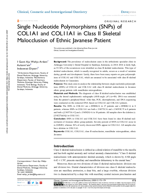 (PDF) Single Nucleotide Polymorphisms (SNPs) of COL1A1 and COL11A1 in ...