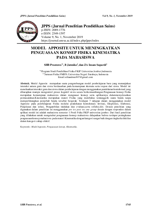 (PDF) Model Apposite Untuk Meningkatkan Penguasaan Konsep Fisika ...