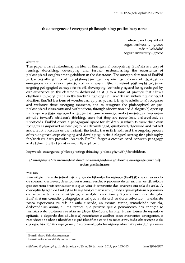 (PDF) The “Emergence” of Emerging Philosophical Moments and the ...