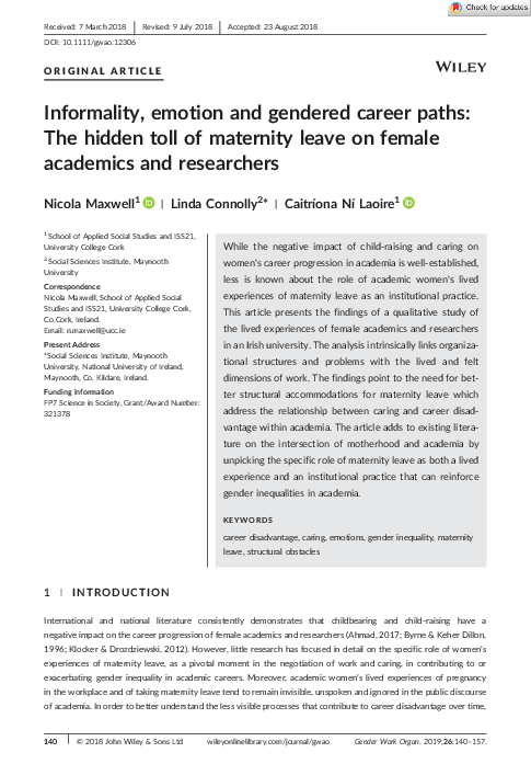 (PDF) Informality, emotion and gendered career paths: The hidden toll ...