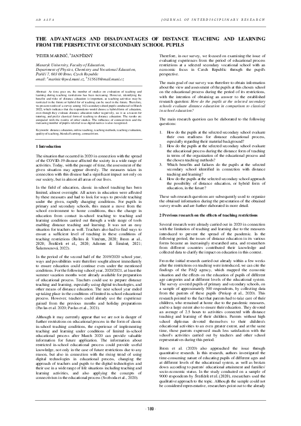 (PDF) The Advantages and Disadvantages of Distance Teaching and ...