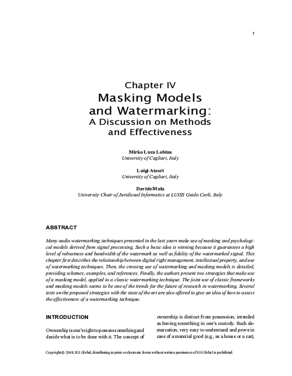 (PDF) Masking Models and Watermarking