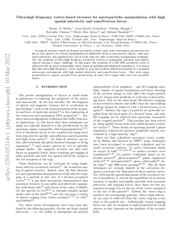 (PDF) Ultra-high frequency vortex-based tweezers for microparticles ...