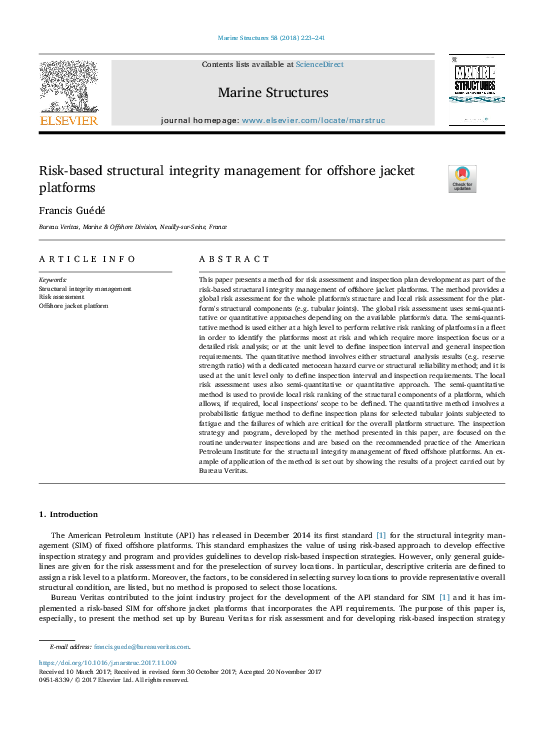 (PDF) Risk-based structural integrity management for offshore jacket ...