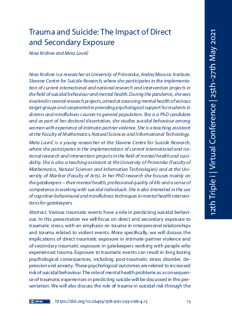 (PDF) Trauma and Suicide: The Impact of Direct and Secondary Exposure