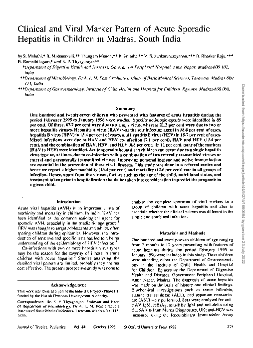 (PDF) Clinical and viral marker pattern of acute sporadic hepatitis in ...